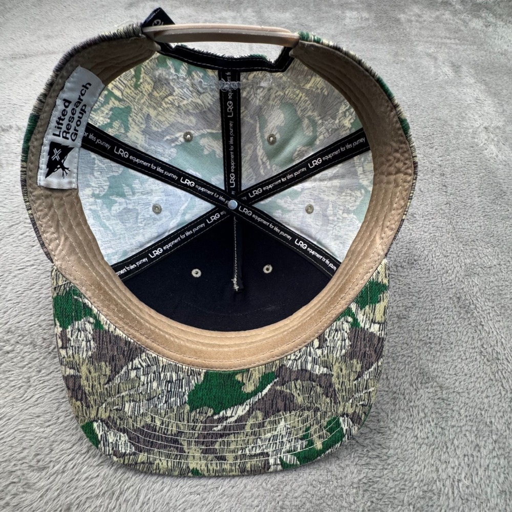 LRG Snapback Hat Mens OSFM Green Camo Excellent Textured Flat Brim Streetwear - Picture 7 of 9
